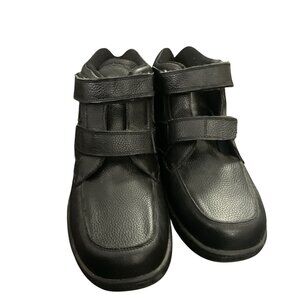 Mens Wide Leather Upper Black High Top Shoes Size 11